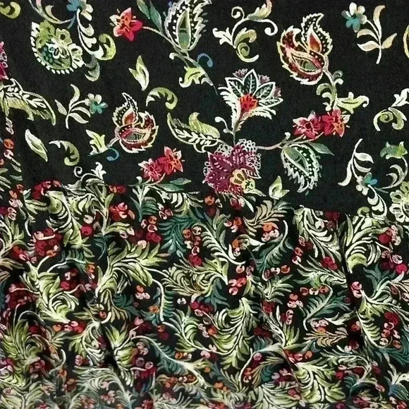 J Jill Top Women’s Medium Black Floral Tunic Long Sleeve Ruffles Boho - Picture 5 of 10